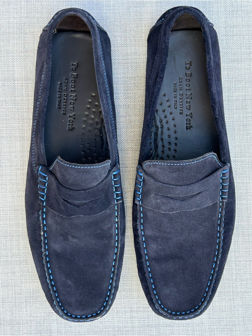 To Boot New York Adam Derrick Navy Blue Suede Driving Shoe Men’s Size 11